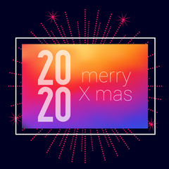 2020 Merry Xmas Bright Background. Merry Christmas and Happy New Year 2020. Vector Illustration
