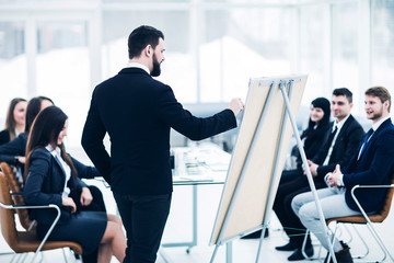 copywriter the company makes the presentation of a new advertising project for members of the...