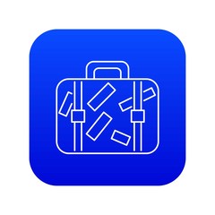 Travel suitcase icon blue vector isolated on white background