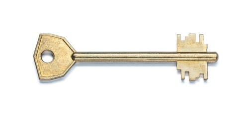 one house door key isolated on white