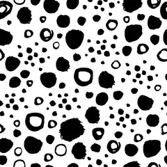 Polka dot seamless pattern. Textile paintbrush design. Grunge spot wallpaper