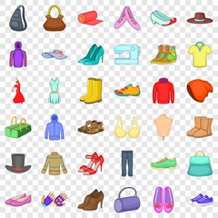 Model icons set. Cartoon style of 36 model vector icons for web for any design