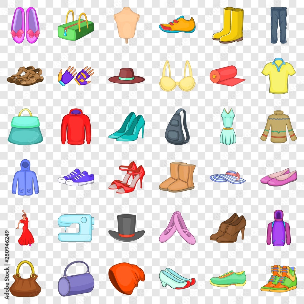 Poster style icons set. cartoon style of 36 style vector icons for web for any design