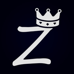 Caligrafía de la letra Z con corona en la parte superior