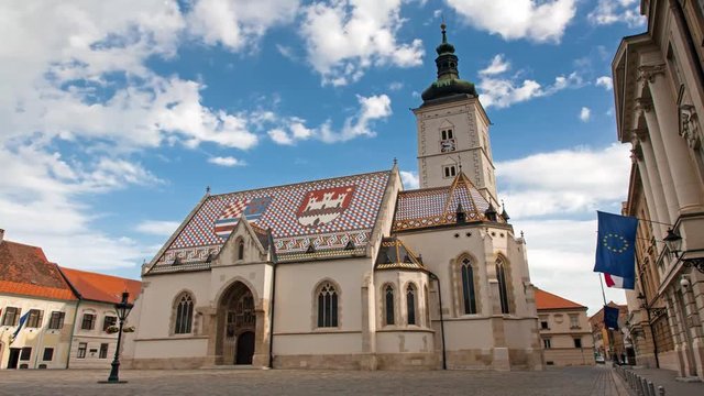 Zagreb, Saint Mark church - timelapse