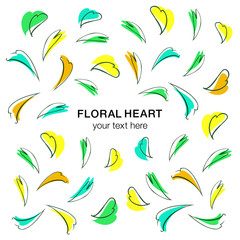 花柄手書き風アートグラフィック模様ベクターイラスト素材白バック背景