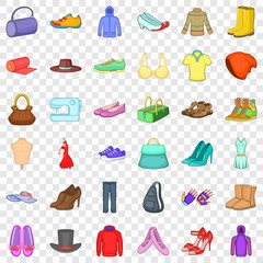 Vogue icons set. Cartoon style of 36 vogue vector icons for web for any design