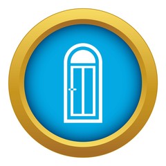 Arched wooden door with glass icon blue vector isolated on white background for any design