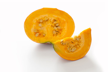 Sliced Pumpkin isolated on white background