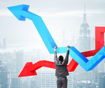Business concept of both crisis and recovery
