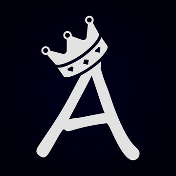 Caligrafía de la letra A con corona en la parte superior