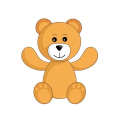 cute toy bear sitting and raising his arms vector image for children