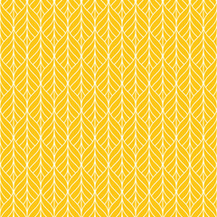 Seamless yellow and white vintage ogee floral outline pattern vector