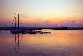 Fototapeta na wymiar North Harbor of Helsingborg in the evening