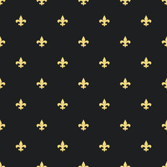 Fototapeta na wymiar Seamless black and gold Fleur de Lis vintage classic textile pattern vector