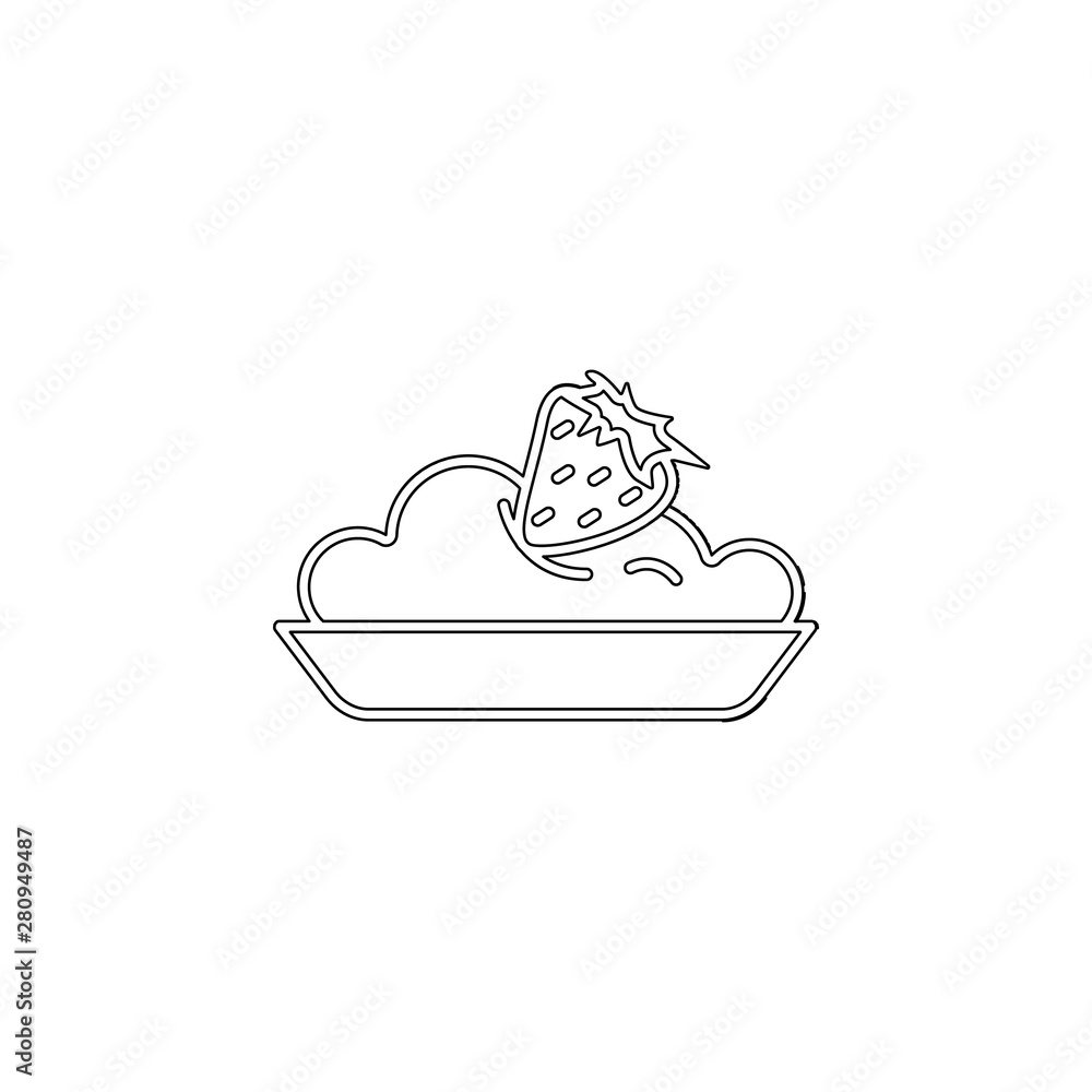 Poster ice cream with strawberries in plate icon. element of ice cream for mobile concept and web apps icon