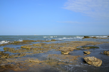 The Caspian Sea coast in stormy weather,Azerbaijan.
