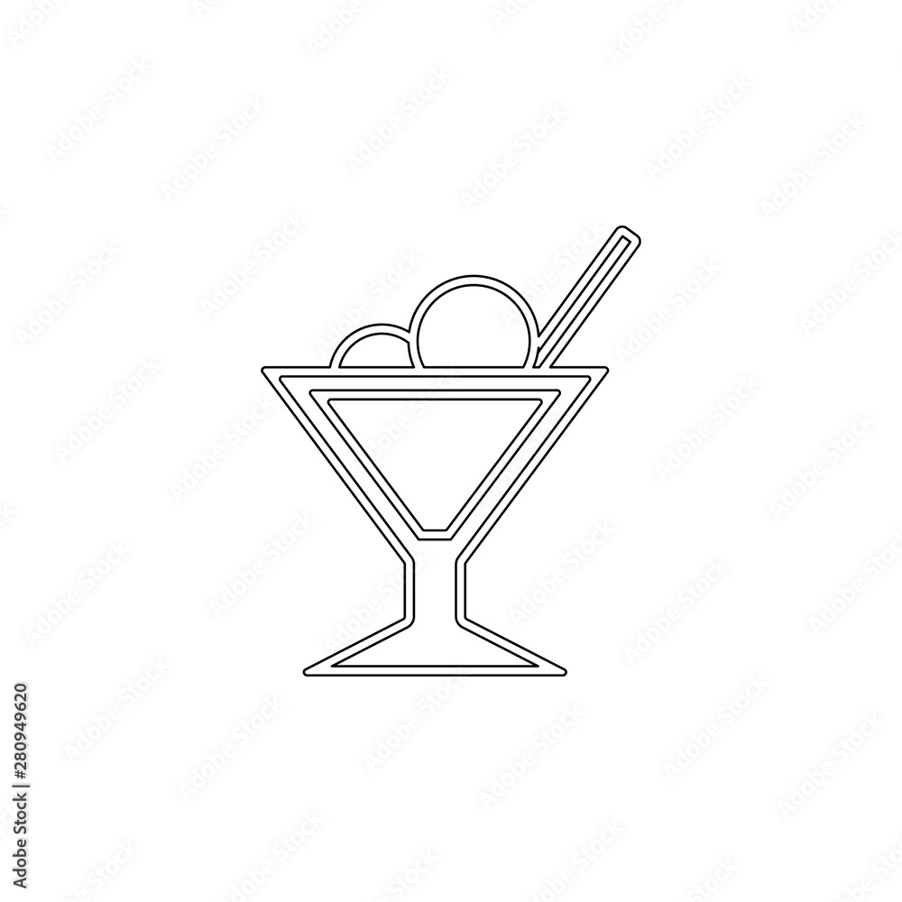 Poster ice cream in saucer icon. element of ice cream for mobile concept and web apps icon. outline, thin l