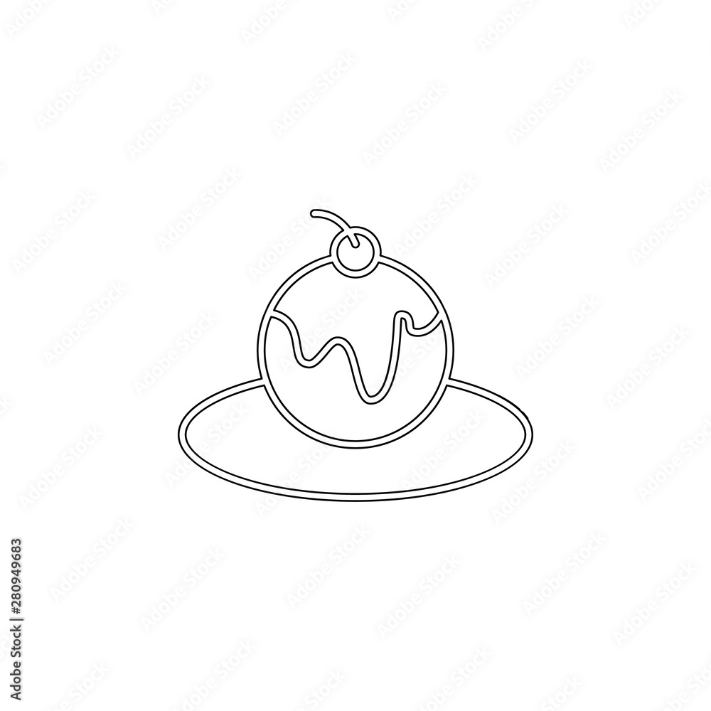 Poster ice cream in plate icon. element of ice cream for mobile concept and web apps icon. outline, thin li