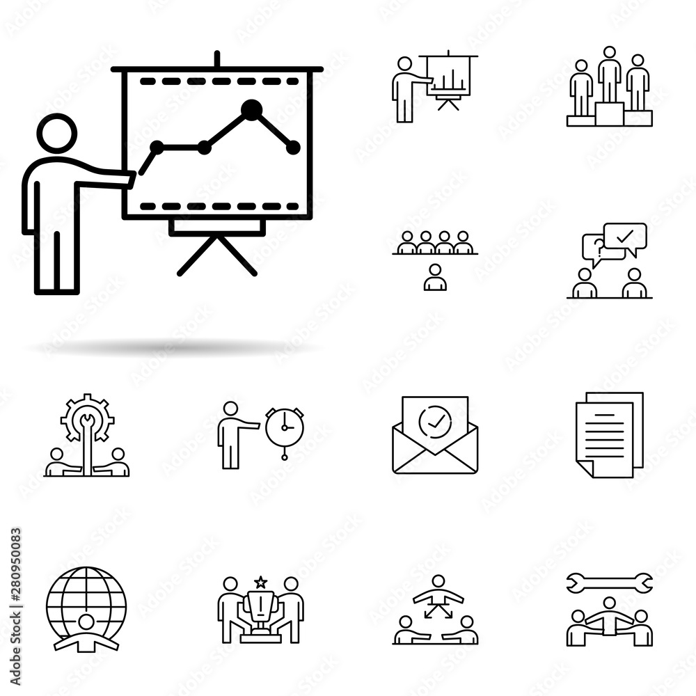 Poster chart, presentation icon. universal set of professional seo for website design and development, app 