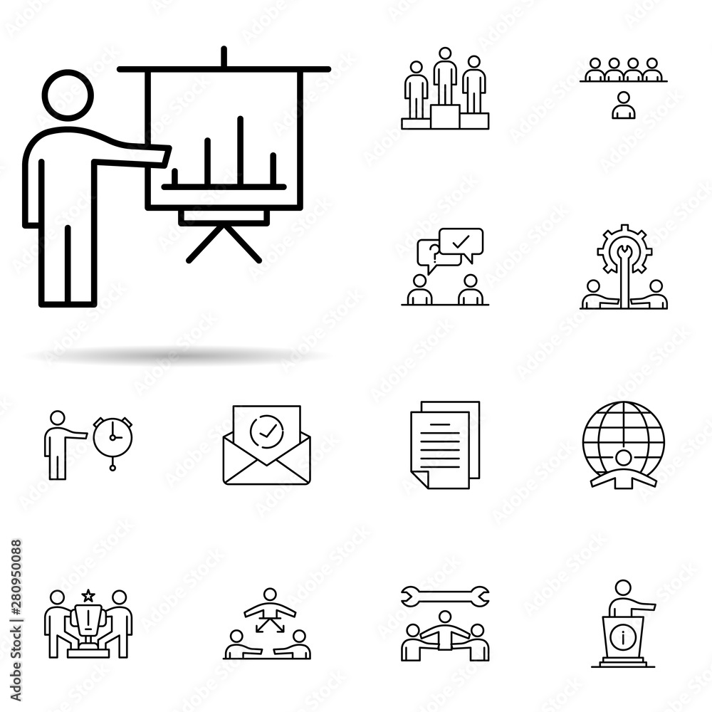 Poster chart, presentation icon. universal set of professional seo for website design and development, app 