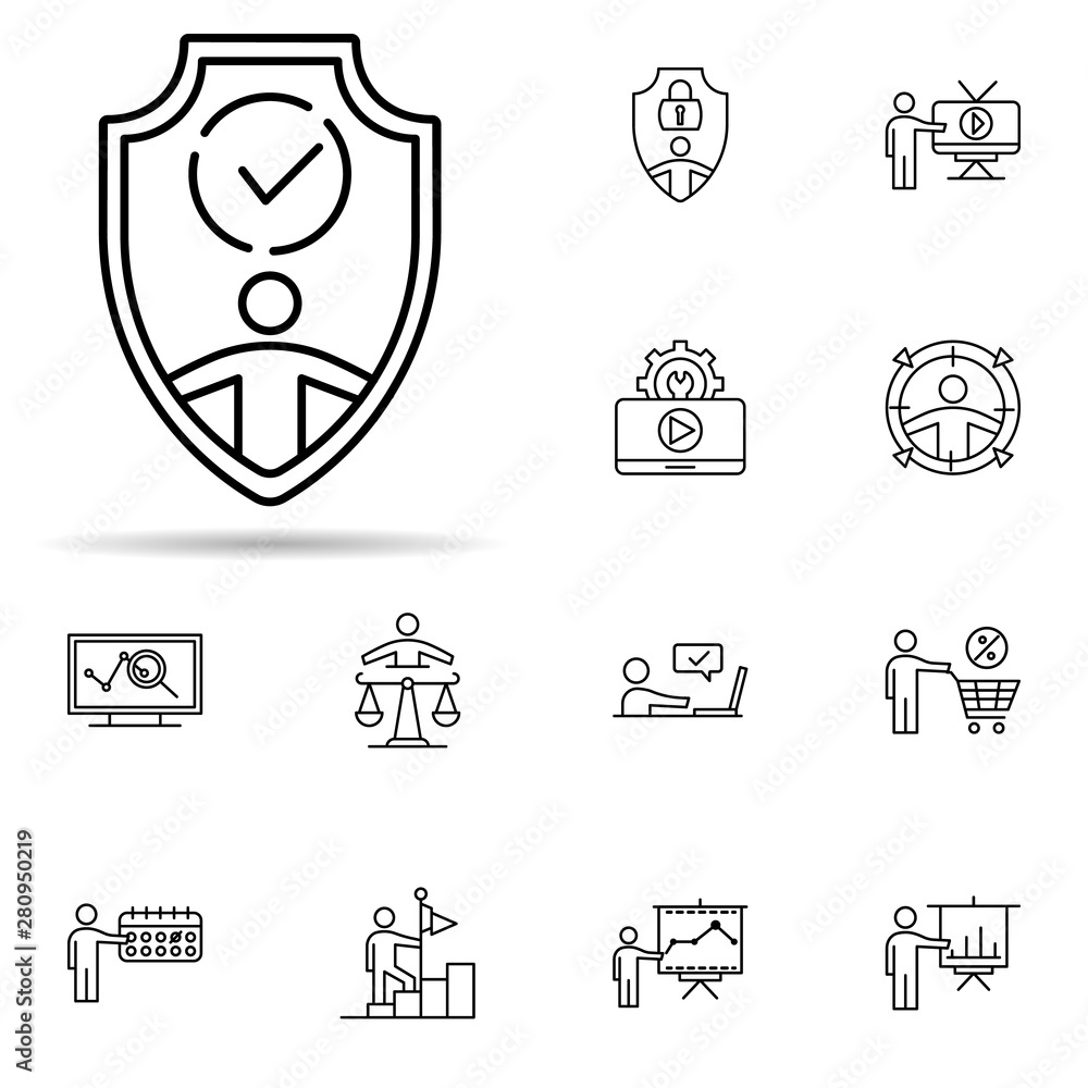 Poster security, safety icon. universal set of professional seo for website design and development, app dev