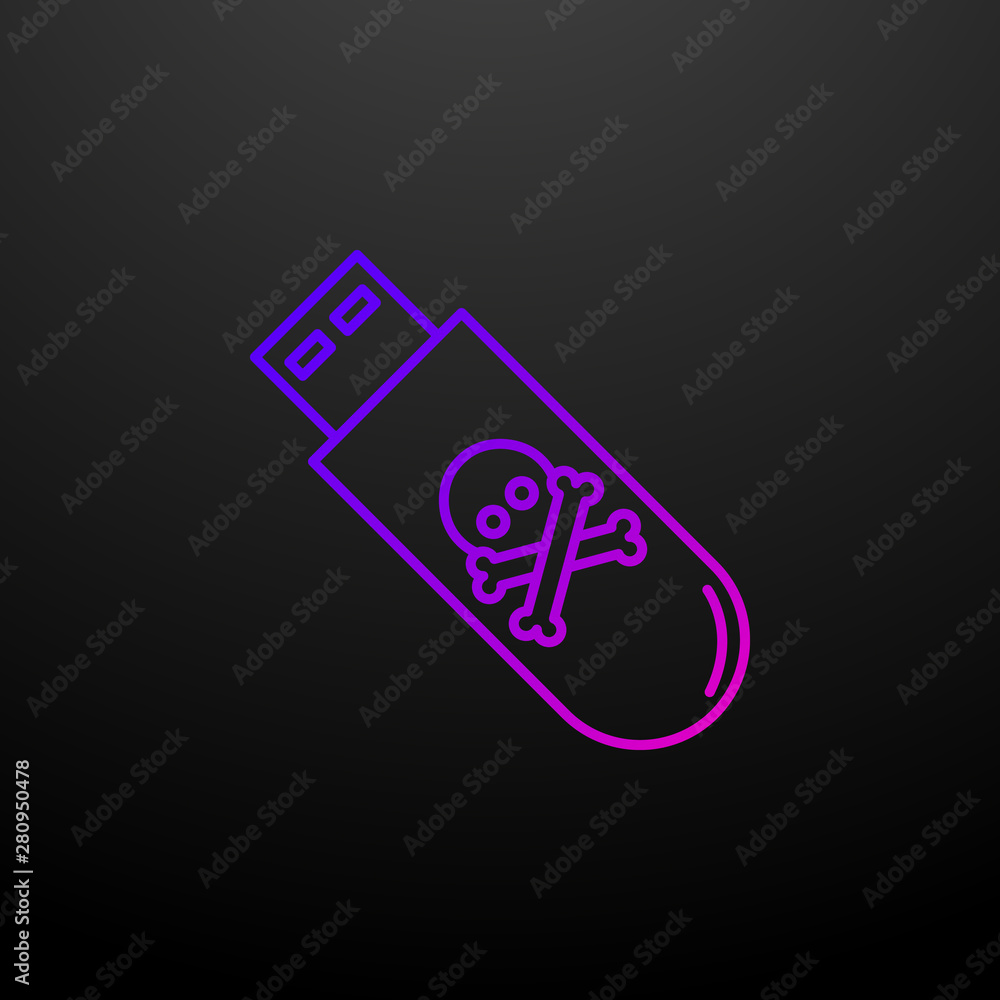 Poster vires in flash drive outline nolan icon. elements of security set. simple icon for websites, web des