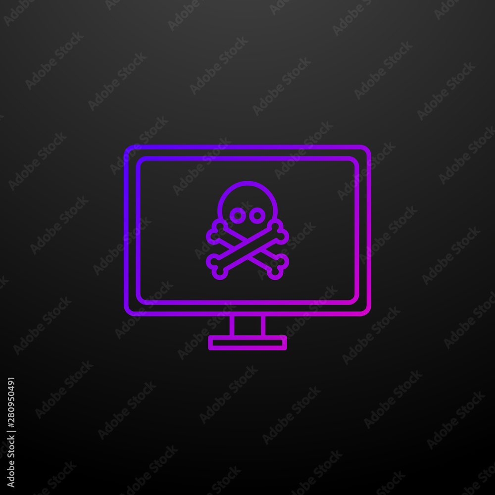 Poster computer in danger outline nolan icon. elements of security set. simple icon for websites, web desig