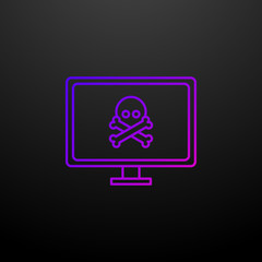 Computer in danger outline nolan icon. Elements of security set. Simple icon for websites, web design, mobile app, info graphics