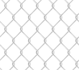Seamless chain link fence pattern. Realistic metal wire fence vector texture.