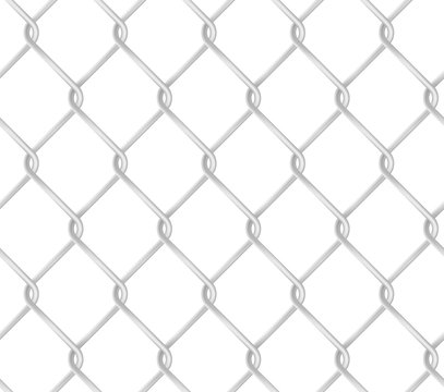 Seamless chain link fence pattern. Realistic metal wire fence vector texture.