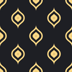 Naadloze antiek palet zwart en goud ogee vintage pauw textiel patroon vector