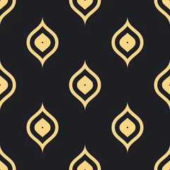 Foto op Plexiglas Pauw Naadloze antiek palet zwart en goud ogee vintage pauw textiel patroon vector