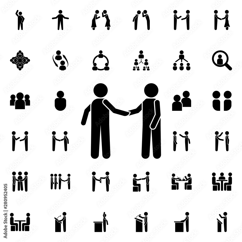 Poster handshake icon. universal set of conversation for website design and development, app development