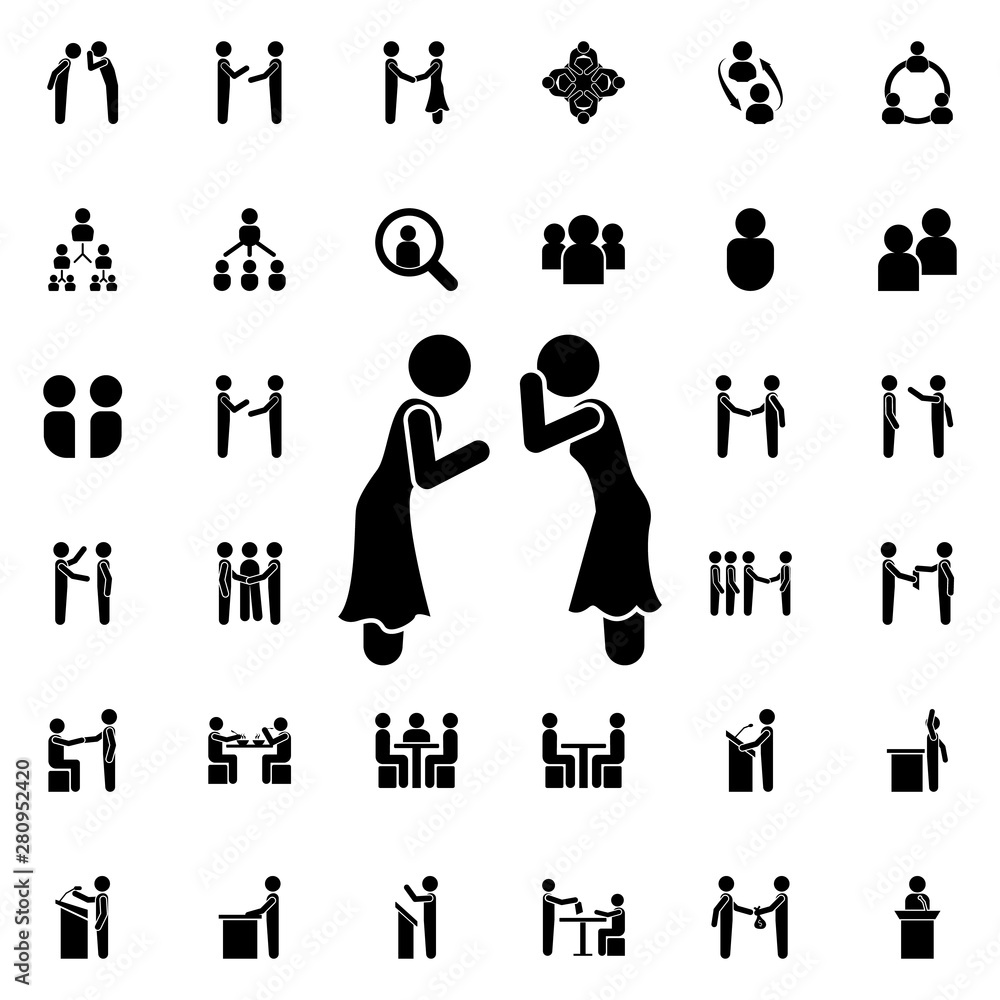 Poster girls are secretive icon. universal set of conversation for website design and development, app deve