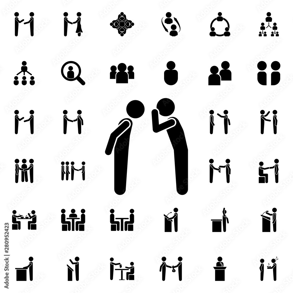 Aufkleber men are secretive icon. universal set of conversation for website design and development, app develo