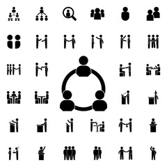 Connection of three people icon. Universal set of conversation for website design and development, app development