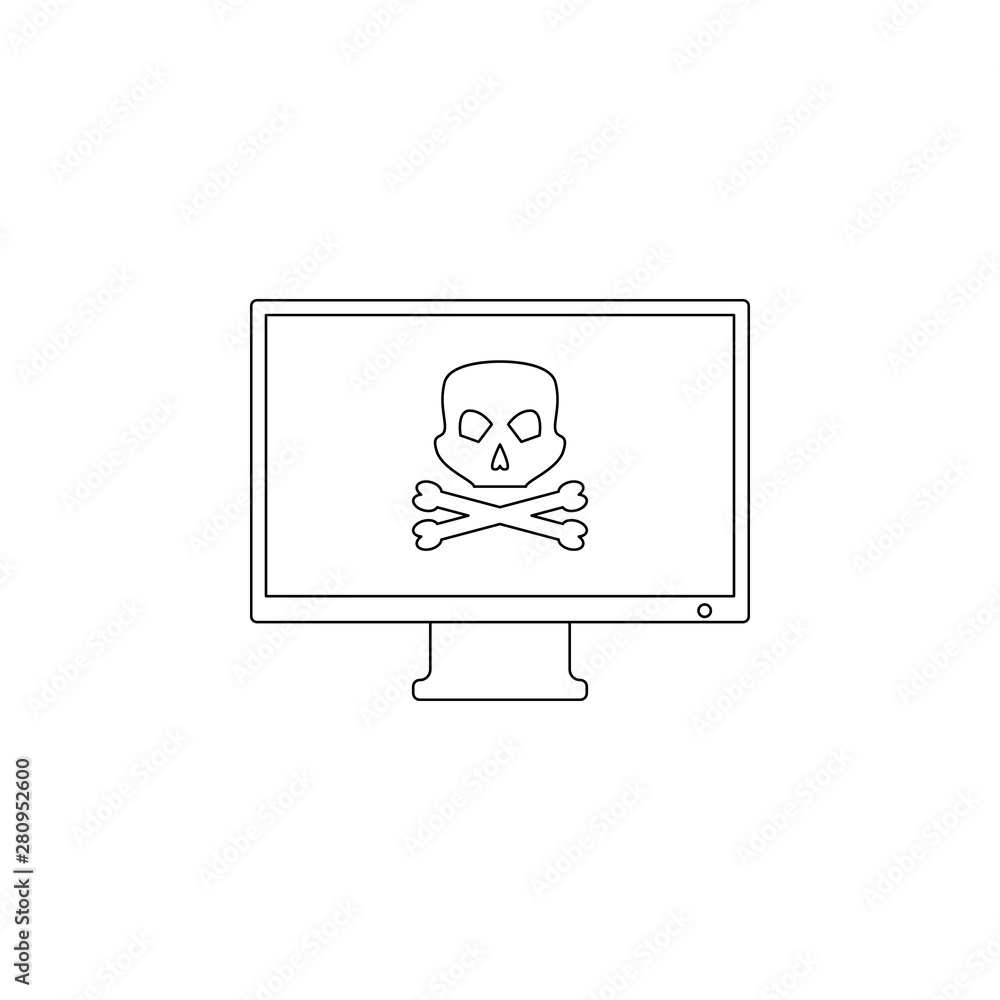 Poster infected computer icon. element of virus antivirus for mobile concept and web apps icon. outline, th