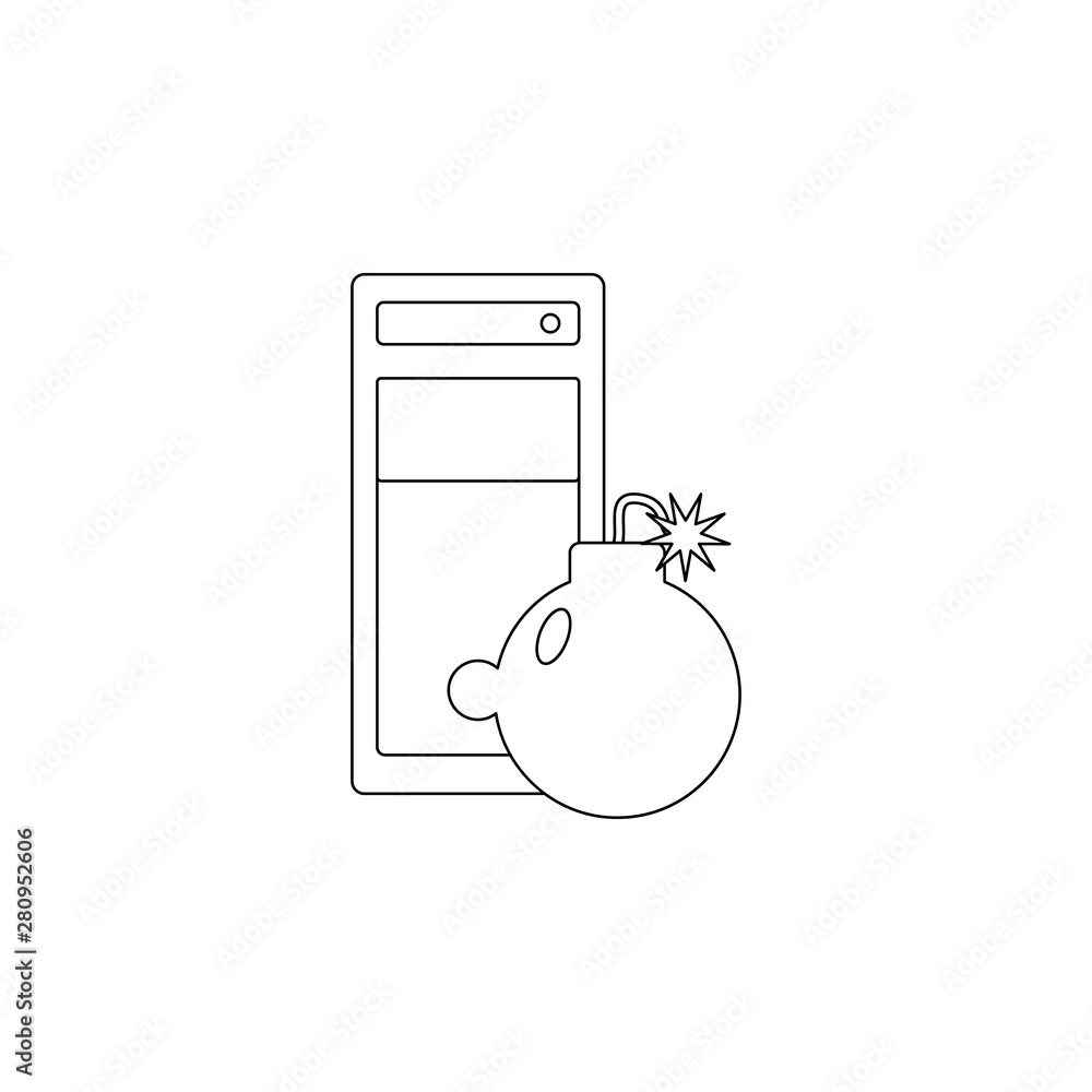 Poster bomb in the computer icon. element of virus antivirus for mobile concept and web apps icon. outline,