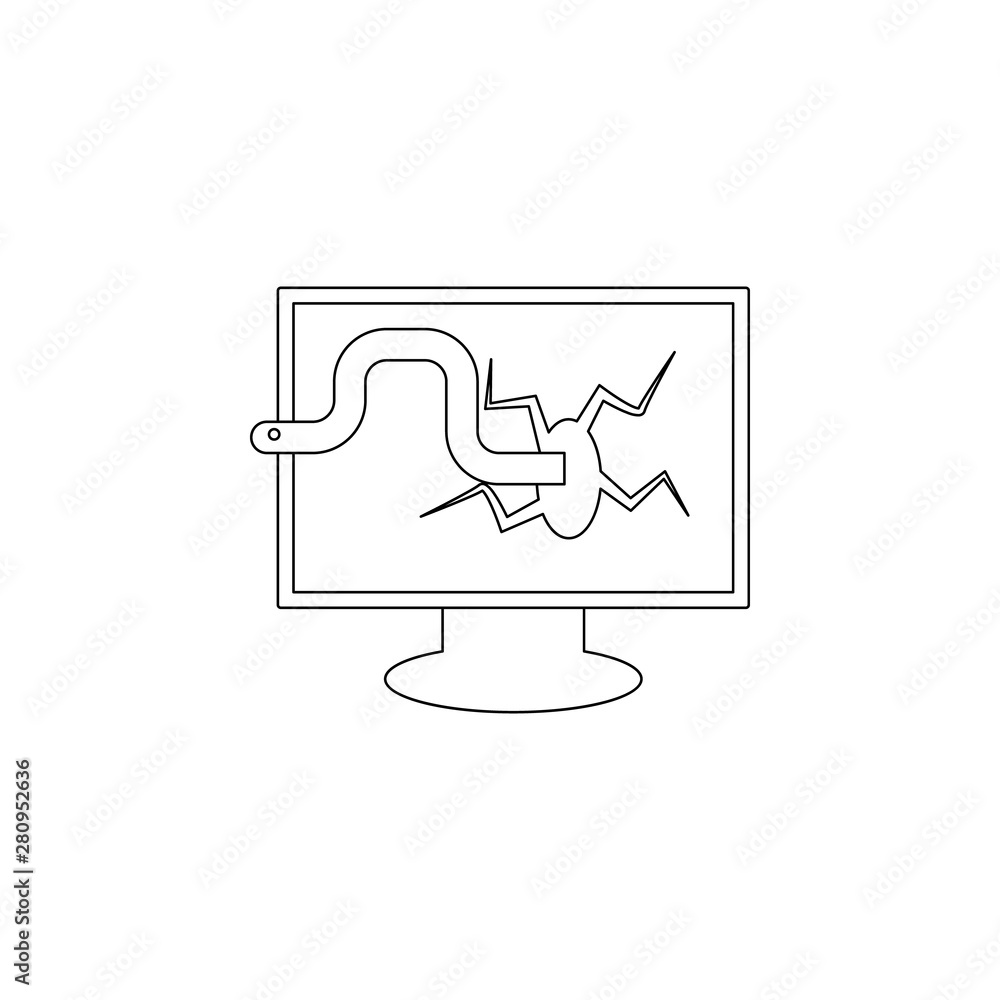 Poster the worm in the computer icon. element of virus antivirus for mobile concept and web apps icon. outl