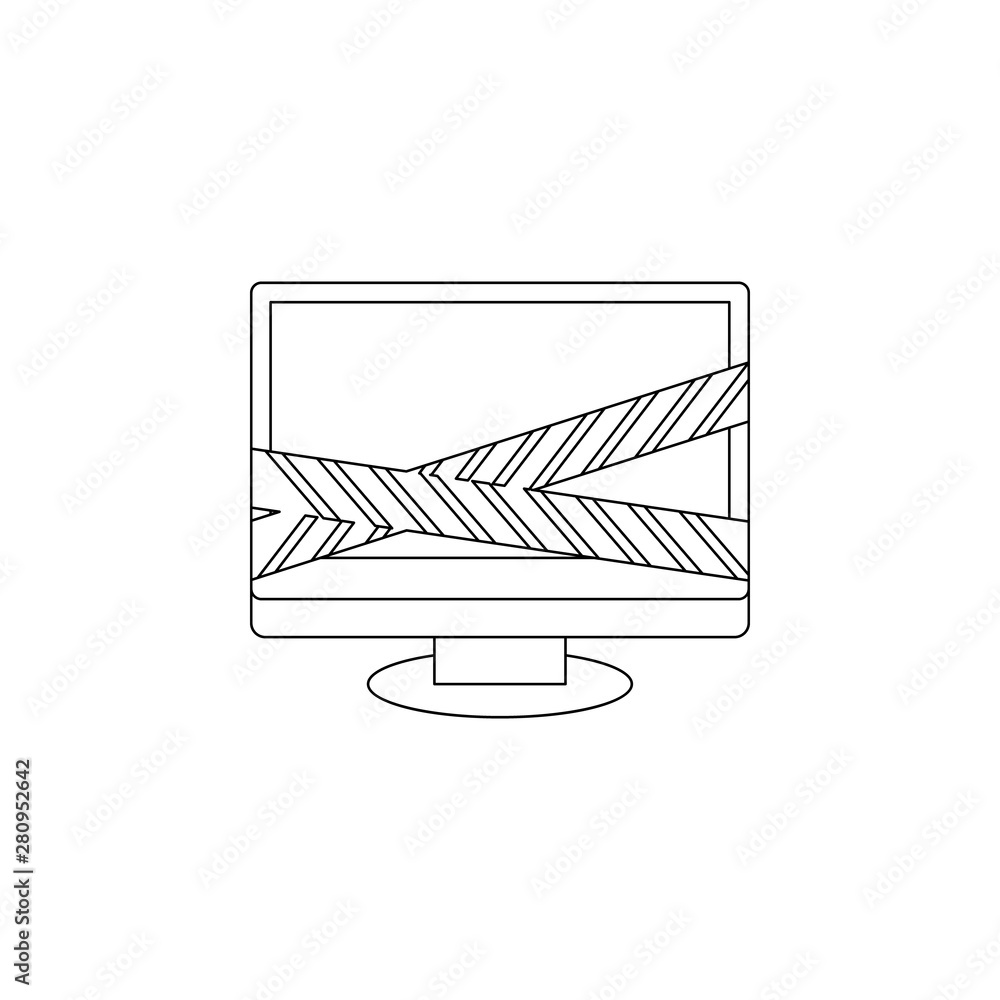 Poster ribbon on the monitor icon. element of virus antivirus for mobile concept and web apps icon. outline
