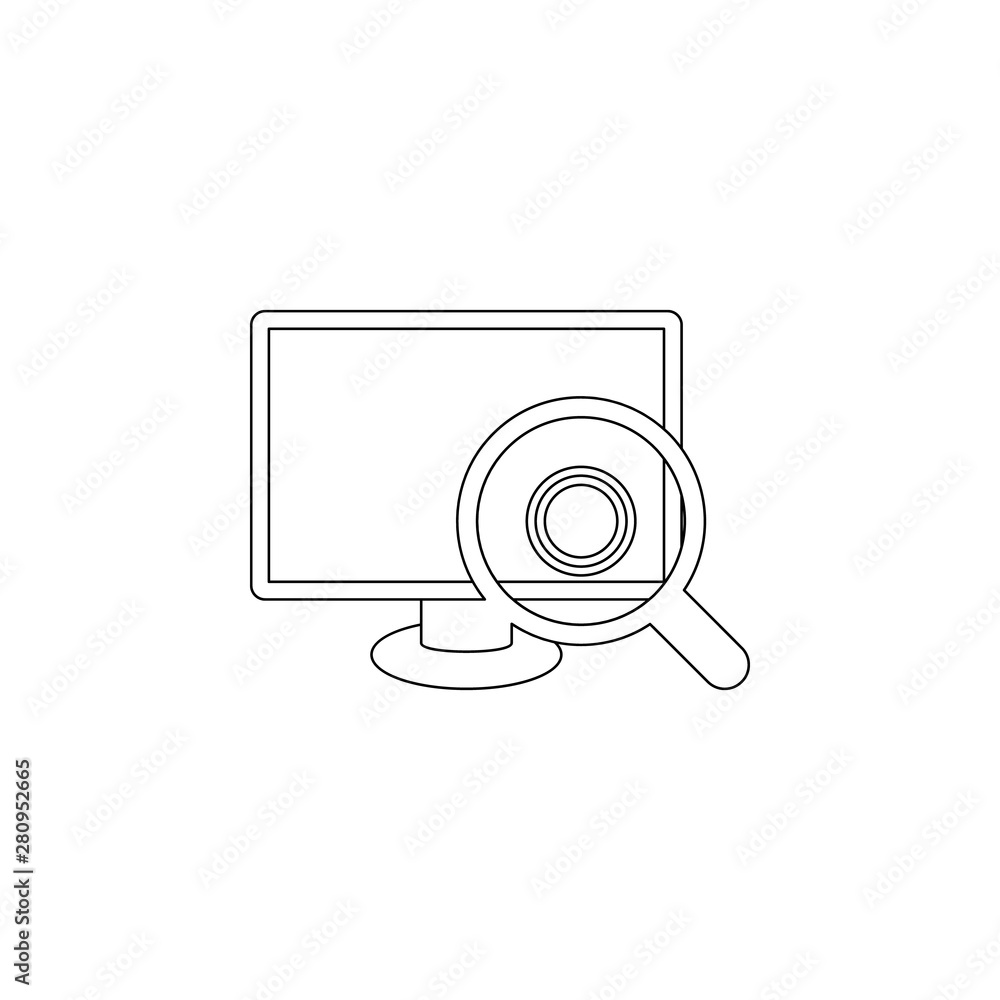Aufkleber virus scan in computer icon. element of virus antivirus for mobile concept and web apps icon. outlin