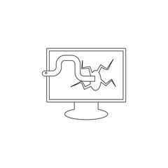 the worm in the computer icon. Element of virus antivirus for mobile concept and web apps icon. Outline, thin line icon for website design and development, app development