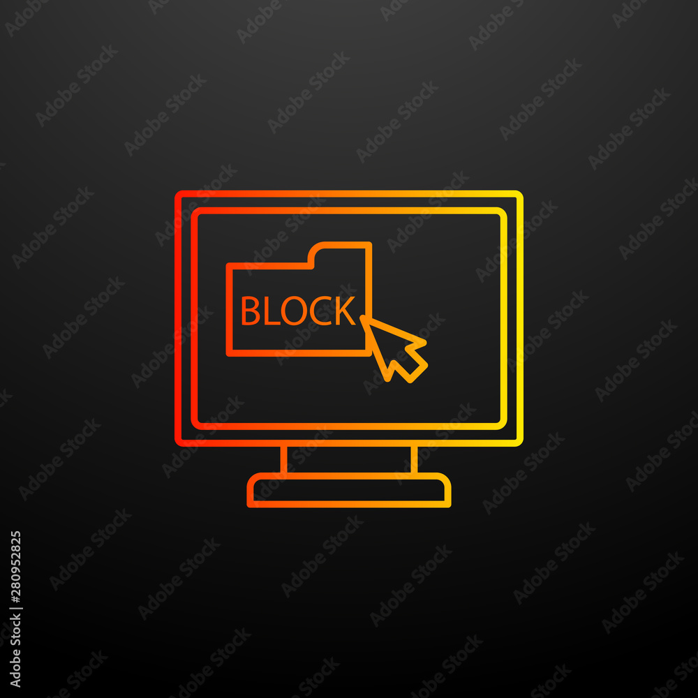 Poster locked folder on your computer line nolan icon. elements of virus antivirus set. simple icon for web