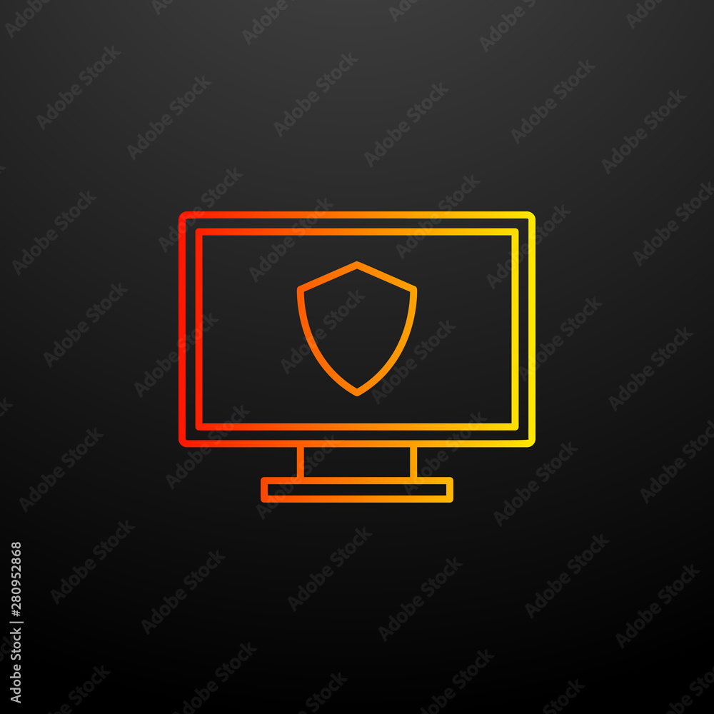 Poster shield on the screen nolan icon. elements of virus antivirus set. simple icon for websites, web desi