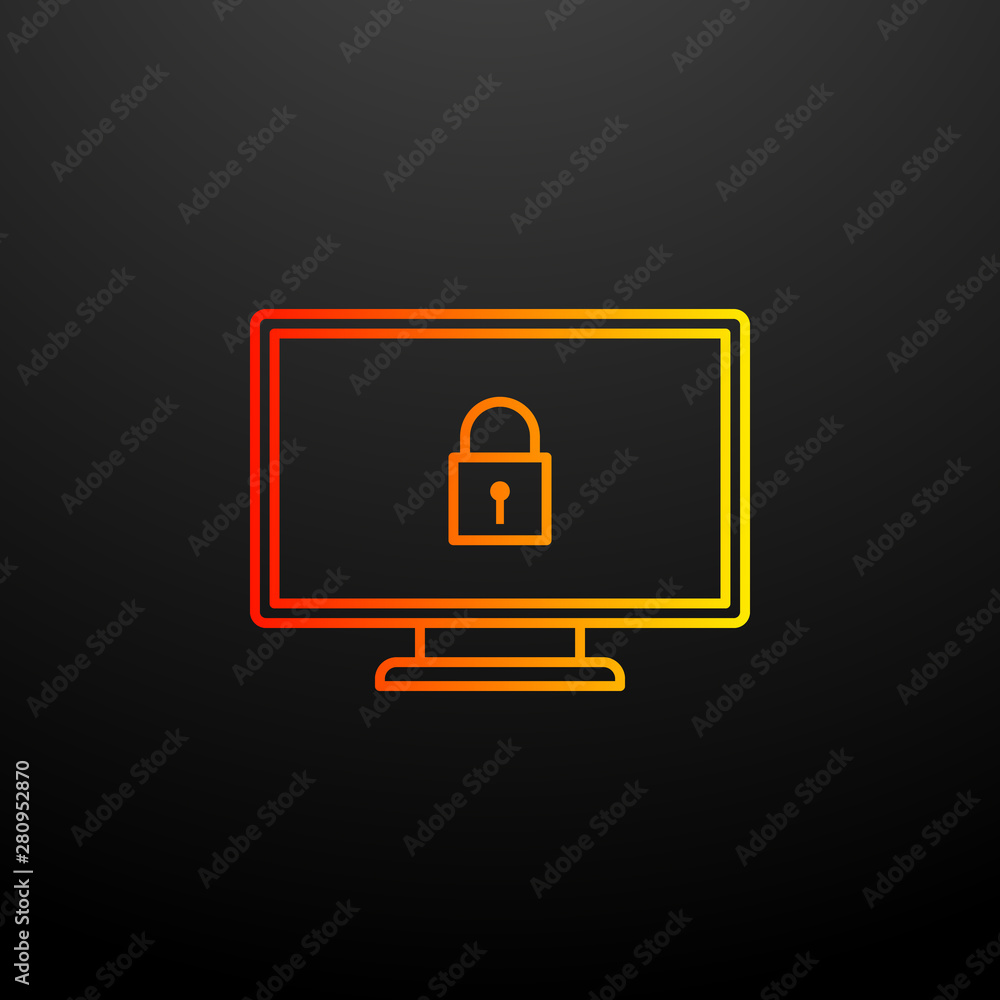 Poster lock on the monitor nolan icon. elements of virus antivirus set. simple icon for websites, web desig