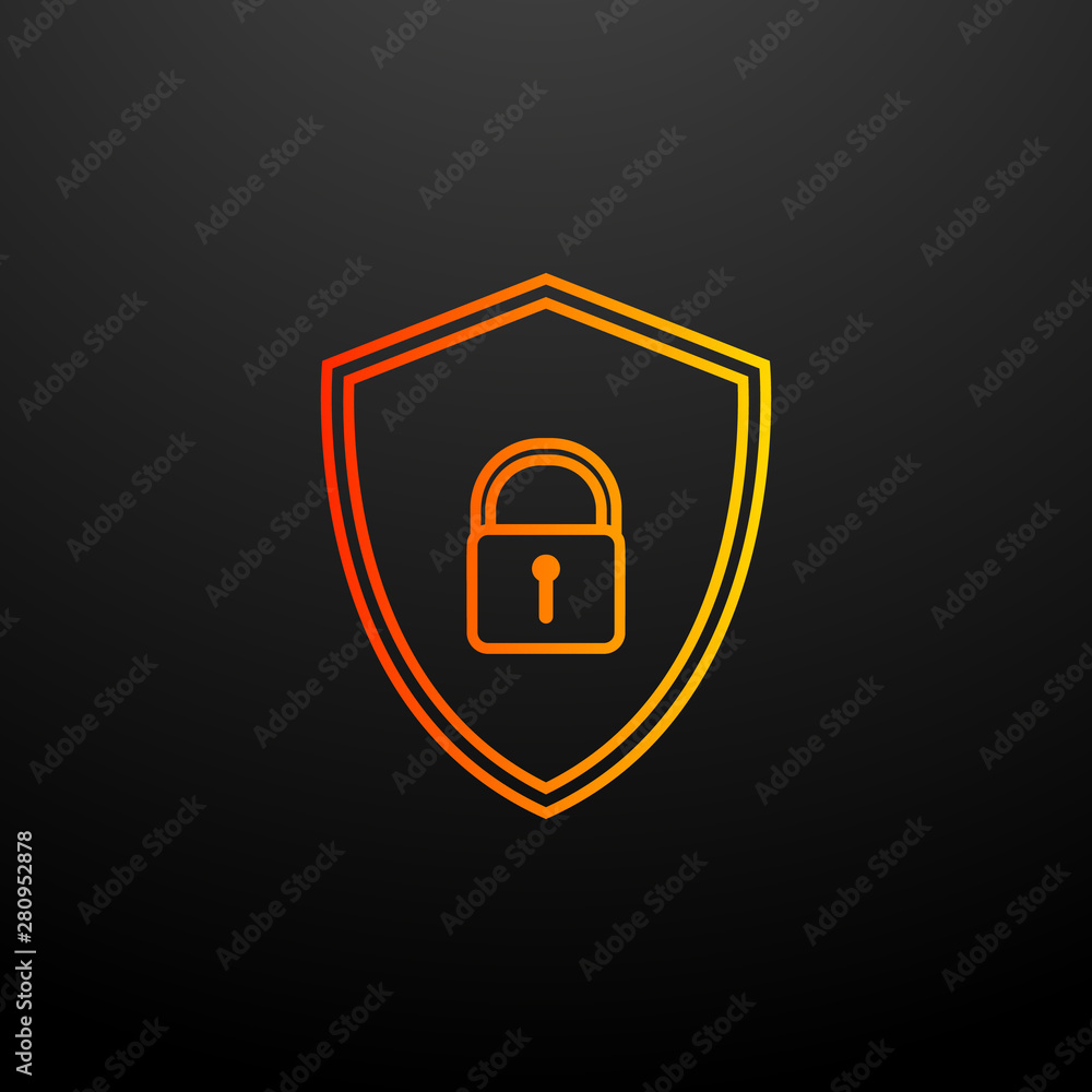 Poster lock in the shield nolan icon. elements of virus antivirus set. simple icon for websites, web design