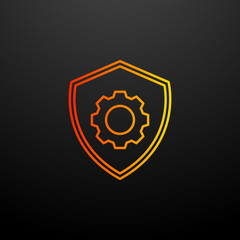 Mechanism in the shield line nolan icon. Elements of virus antivirus set. Simple icon for websites, web design, mobile app, info graphics