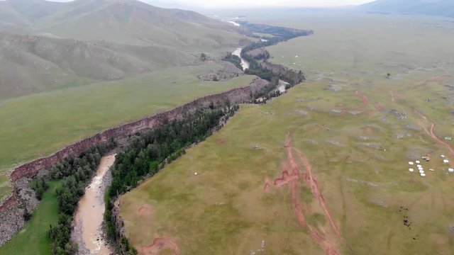 Aerial view of the Orkhon Valley Canyon, Central Mongolia