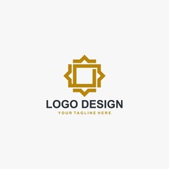 Islamic logo design vector. Mosque abstract illustration logo. Gold arabic ornament vector icon. 